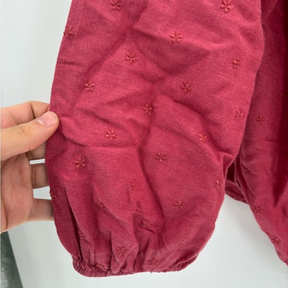Old navy red oversized embroidered button front blouse long sleeve size large - Picture 7 of 14
